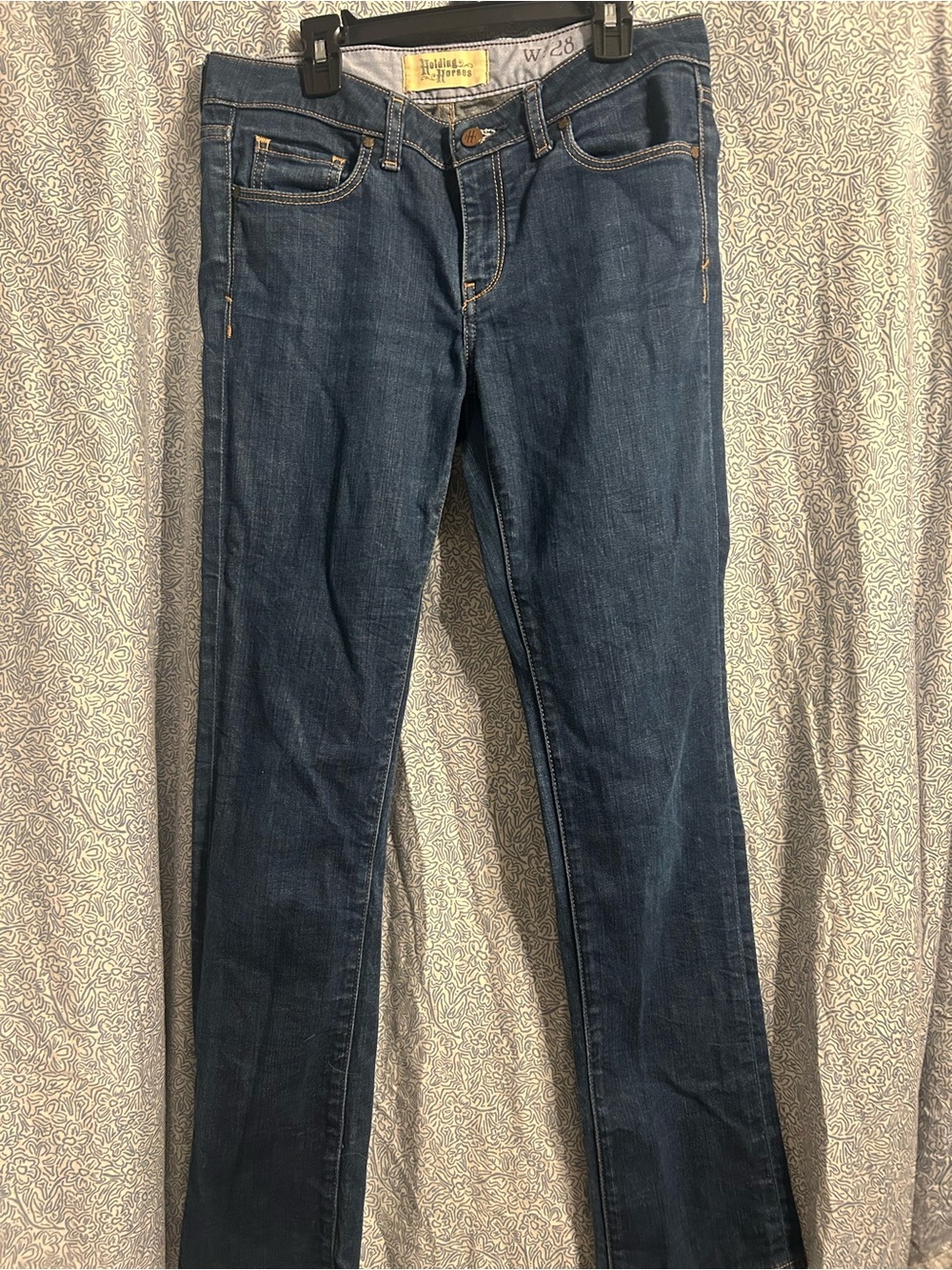 Anthropologie HOLDING HORSES Womens Straight Leg Jeans in Dark Blue